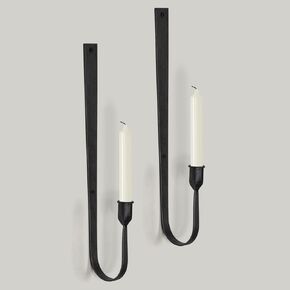 Black Wall Candle Holder Set of 2, Metal Wall Mount Candle Sconces Holder, Modern Wall Decoration for Living Room, Dining Room, Fireplace, and Weddings in Kuwait