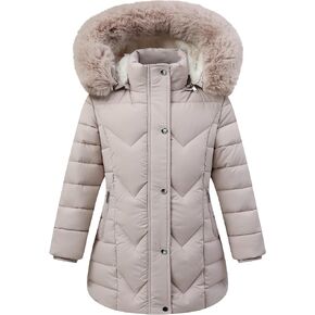 معطف طويل دافئ للفتيات مع غطاء للرأس، سترة شتوية منتفخة للأطفال معزولة سترة ثلجية دافئة in Kuwait