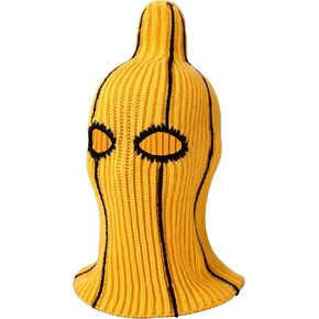 Funny Banana Balaclava - Novelty Knitted Ski Mask for Halloween & Christmas, Winter Sports, Music Festivals | Stretchy & Warm Unisex Gift for Adults Yellow in Saudi Arabia