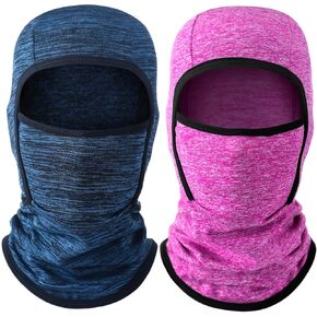 2 Pieces Kids Balaclava Face Mask Winter Ski Hat Face Covering Windproof Face Warmer for Cold Weather(Navy Blue, Purple, Large) in Saudi Arabia