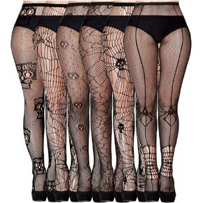 Halloween Fishnets Stocking Skull Spider Web High Waist Fishnet Tights Mesh Pantyhose Stockings(Funny Style,3 Paris) in Kuwait