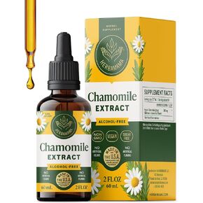 صبغة البابونج من هيرباماما - استرخاء نباتي ودعم هادئ مع قطرات مستخلص زهرة البابونج - مكمل مهدئ سائل خالٍ من الكائنات المعدلة وراثيًا وخالي من الكحول والسكر، كمية تكفي لمدة 28 يومًا in Kuwait