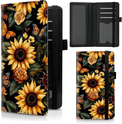 Checkbook Cover for Duplicate Checks,Slim Durable RFID Blocking Checkbook Credit Card Holder for Personal and Business Checks-Sunflower Highland Cow in Saudi Arabia