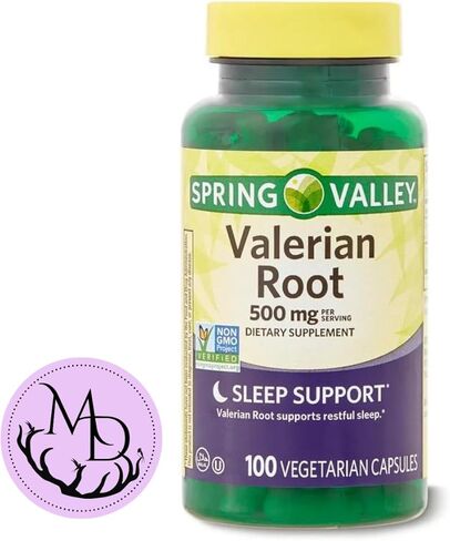 كبسولات نباتية من Generic Spring Valley Valerian Root 500mg (Valeriana officinalis) - مكمل غذائي لدعم النوم* + يتضمن ملصق متجر DRI (عبوة من 1-100 قطعة) in Kuwait