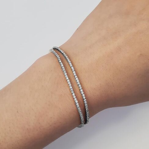 10K Gold 1.0 Cttw Round Brilliant Cut Diamond Rectangular Link Tennis Bracelet (H-I Color, SI2-I1 Clarity) - 7" - Choice of Metal Colors in Saudi Arabia