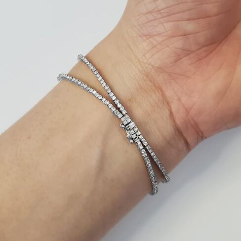 10K Gold 1.0 Cttw Round Brilliant Cut Diamond Rectangular Link Tennis Bracelet (H-I Color, SI2-I1 Clarity) - 7" - Choice of Metal Colors in Saudi Arabia