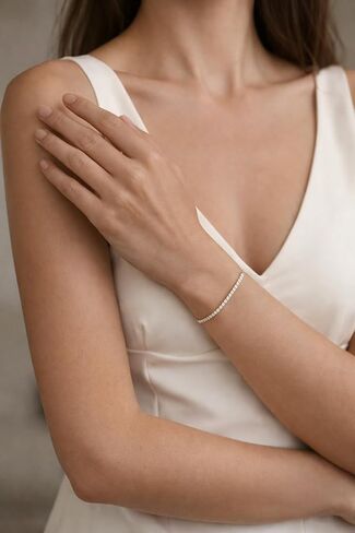 14K Gold Plated2 mm Cubic Zirconia Tennis Bracelet,Gold Bracelets for Women Size 6.5-7.5 Inch for Women, Round Cut Cubic Zirconia, Classic Elegant Design, Secure Clasp, Gift Ready in Saudi Arabia