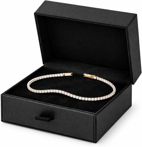 14K Gold Plated2 mm Cubic Zirconia Tennis Bracelet,Gold Bracelets for Women Size 6.5-7.5 Inch for Women, Round Cut Cubic Zirconia, Classic Elegant Design, Secure Clasp, Gift Ready in Saudi Arabia