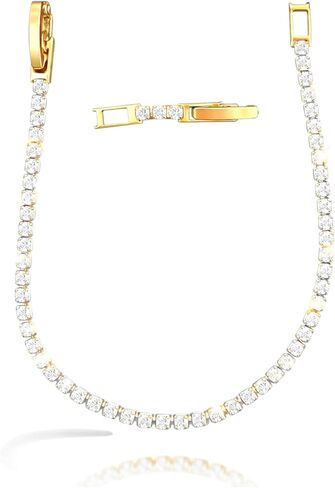 14K Gold Plated2 mm Cubic Zirconia Tennis Bracelet,Gold Bracelets for Women Size 6.5-7.5 Inch for Women, Round Cut Cubic Zirconia, Classic Elegant Design, Secure Clasp, Gift Ready in Saudi Arabia