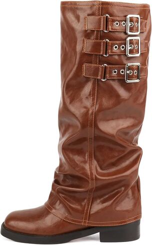 ClassicSter أضعاف فوق الركبة أحذية عالية الأحذية ترهل للنساء مكتنزة القوطي منصة الأحذية، 2 بوصة كعب واسع الساق أحذية طويلة ساحة تو أحذية ركوب الخيل in Kuwait