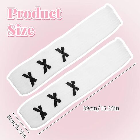 Larrel Arm Warmers Y2k, Cute Soft Arms Warmer for Girls Comfortable White Arm Warmers with Black Bow Lightweight Washable Y2k Accessories Lolita Clothes for Teen Girl Women Cosplay in Saudi Arabia