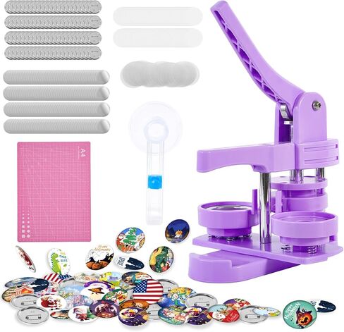 Button Maker Machine 2.25in 58mm - Button Pin Maker Machine Kit for DIY Gifts, Button Press Machine with 100 Sets of Badge Button Supplies in Kuwait