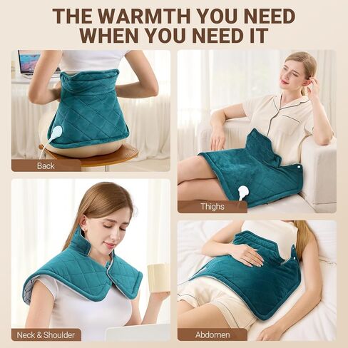 وسادة تسخين مملوءة بالجرافين للرقبة والكتفين والظهر، وسادات حرارية مرجحة لتخفيف الآلام بشكل أعمق، غلاف ساخن مع 6 إعدادات للحرارة و4 إيقاف تلقائي، هدايا عيد الميلاد للنساء والرجال والأم والأب والجدة in Kuwait