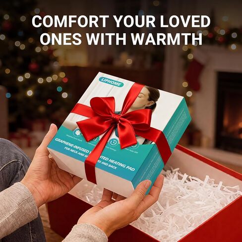 وسادة تسخين مملوءة بالجرافين للرقبة والكتفين والظهر، وسادات حرارية مرجحة لتخفيف الآلام بشكل أعمق، غلاف ساخن مع 6 إعدادات للحرارة و4 إيقاف تلقائي، هدايا عيد الميلاد للنساء والرجال والأم والأب والجدة in Kuwait