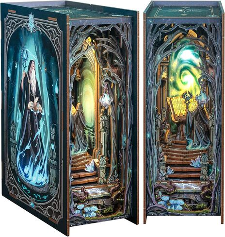 KuteFun Book Nook Kit ، DIY Miniature Dollhouse Tiny House Booknook Kit ، 3D Wooden Puzzle Bookend Decorfles Insert Decor in Kuwait