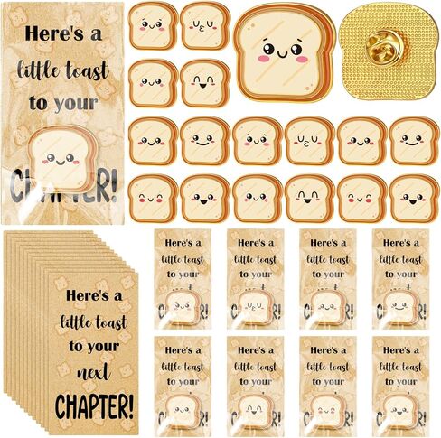 24 Pcs Inspirational Lapel Pins Gifts Toast Bread Graduation Gifts Bulk Pins with Thank You Cards with Cards Party Favor for High School College Teacher Student Clothes Bags Decor in Saudi Arabia
