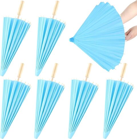 Sanwuta 8 Pcs 23.6 Inch Paper Umbrella Chinese Japanese Handmade Oil Paper Parasol DIY for Wedding Bridal Party Photo Props in Saudi Arabia