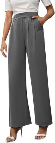 Aniywn Trouser Style Yoga Pants for Women Wide Leg Pants High Waisted Business Casual Work Trousers Dressy Pants with Pockets in Saudi Arabia