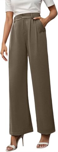 Aniywn Trouser Style Yoga Pants for Women Wide Leg Pants High Waisted Business Casual Work Trousers Dressy Pants with Pockets in Saudi Arabia