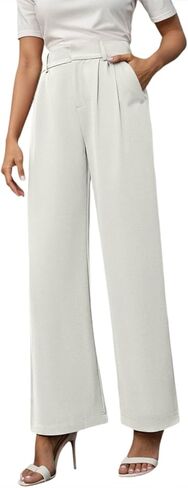 Aniywn Trouser Style Yoga Pants for Women Wide Leg Pants High Waisted Business Casual Work Trousers Dressy Pants with Pockets in Saudi Arabia