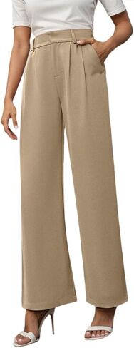 Aniywn Trouser Style Yoga Pants for Women Wide Leg Pants High Waisted Business Casual Work Trousers Dressy Pants with Pockets in Saudi Arabia