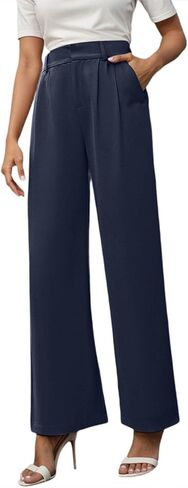 Aniywn Trouser Style Yoga Pants for Women Wide Leg Pants High Waisted Business Casual Work Trousers Dressy Pants with Pockets in Saudi Arabia