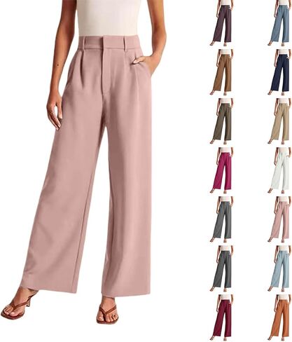 Aniywn Trouser Style Yoga Pants for Women Wide Leg Pants High Waisted Business Casual Work Trousers Dressy Pants with Pockets in Saudi Arabia