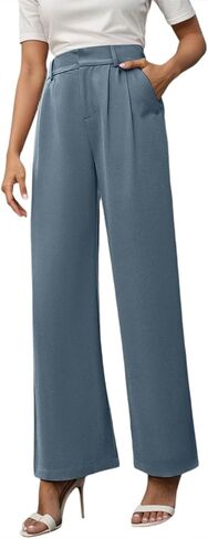 Aniywn Trouser Style Yoga Pants for Women Wide Leg Pants High Waisted Business Casual Work Trousers Dressy Pants with Pockets in Saudi Arabia