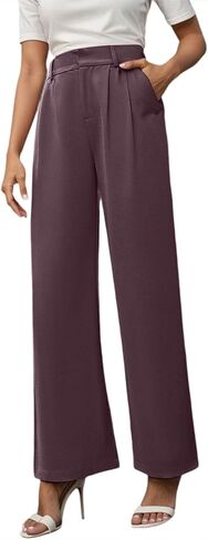 Aniywn Trouser Style Yoga Pants for Women Wide Leg Pants High Waisted Business Casual Work Trousers Dressy Pants with Pockets in Saudi Arabia