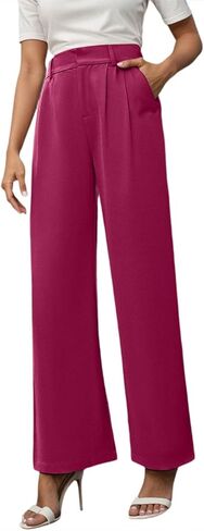 Aniywn Trouser Style Yoga Pants for Women Wide Leg Pants High Waisted Business Casual Work Trousers Dressy Pants with Pockets in Saudi Arabia