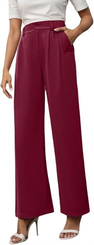 Aniywn Trouser Style Yoga Pants for Women Wide Leg Pants High Waisted Business Casual Work Trousers Dressy Pants with Pockets in Saudi Arabia