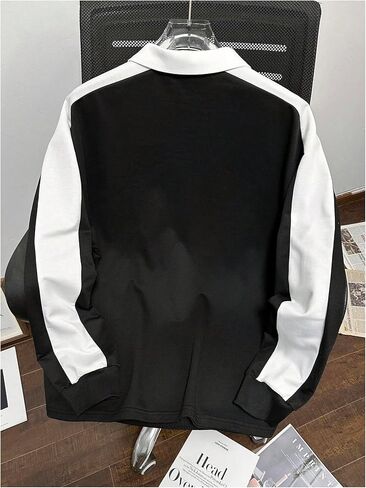SweatyRocks Men's Quarter Zip Pullover Polo Shirts Long Sleeve Letter Print Casual Sweatshirts Golf Shirt in Saudi Arabia