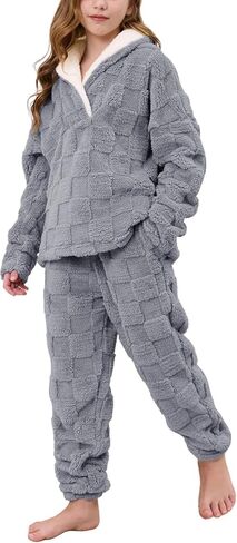 AMEBELLE Girls 2 Piece Outfits Pants Set Fuzzy V-Neck Pullover Sweatshirt Elastic Waist Fleece Pants Clothing Sets Sweatsuit in Kuwait