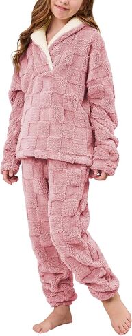 AMEBELLE الفتيات 2 قطعة وتتسابق السراويل مجموعة غامض الخامس الرقبة البلوز البلوز مرونة الخصر الصوف السراويل مجموعة ملابس جرزاية in Kuwait