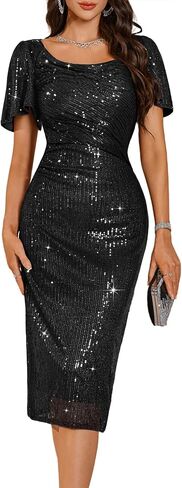 BeryLove Women Sequin Formal Cocktail Party Dresses Prom Bodycon Dress in Saudi Arabia