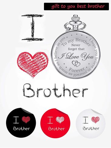 Pocket Watch Personalized Engraved for Brother, Retro Vintage Quartz Roman Numerals Pocket Watch with Chain for Men, Brother Gift for Birthday Christmas Graduation in Saudi Arabia