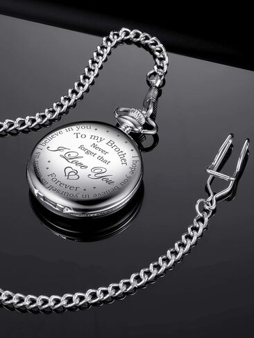 Pocket Watch Personalized Engraved for Brother, Retro Vintage Quartz Roman Numerals Pocket Watch with Chain for Men, Brother Gift for Birthday Christmas Graduation in Saudi Arabia