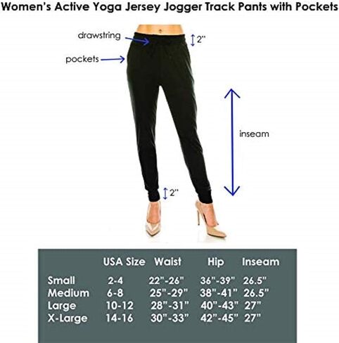 RENESEILLE Women's Casual Jersey Joggers - Elastic Waist Drawstring Tapered Pants Pockets Workout Yoga Active Athletic in Saudi Arabia