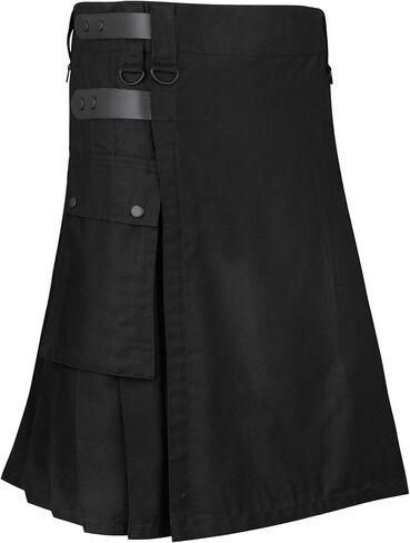 Men's Black Kilt Utility Scottish Cotton Kilts in Saudi Arabia