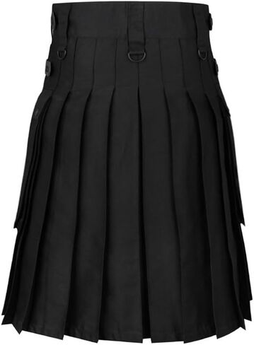 Men's Black Kilt Utility Scottish Cotton Kilts in Saudi Arabia