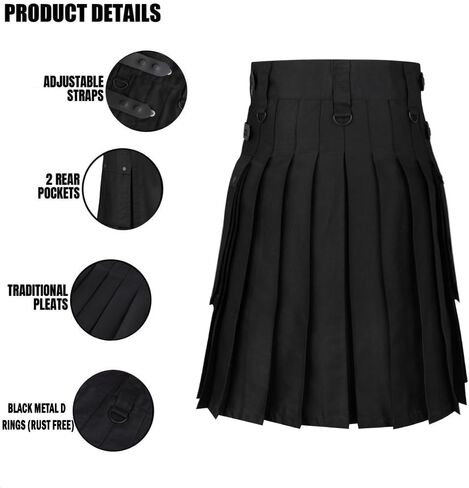 Men's Black Kilt Utility Scottish Cotton Kilts in Saudi Arabia