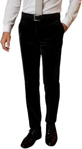 Men Black Velvet Evening Grooming Wedding Pant & Stylish Dinner Night Party Trousers in Saudi Arabia