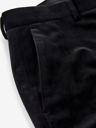 Men Black Velvet Evening Grooming Wedding Pant & Stylish Dinner Night Party Trousers in Saudi Arabia