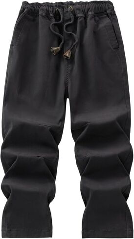 Boys' Solid Color Drawstring Elastic Waist Chino Pants in Saudi Arabia