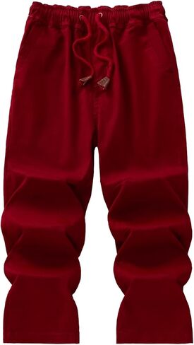 Boys' Solid Color Drawstring Elastic Waist Chino Pants in Saudi Arabia