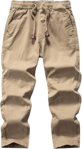 Boys' Solid Color Drawstring Elastic Waist Chino Pants in Saudi Arabia