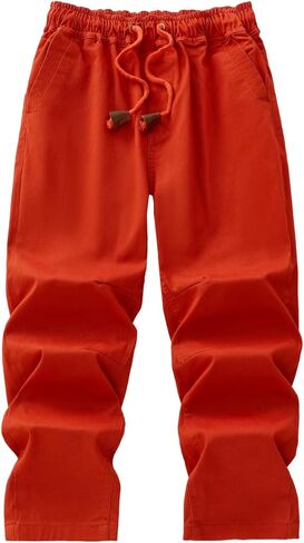 Boys' Solid Color Drawstring Elastic Waist Chino Pants in Saudi Arabia