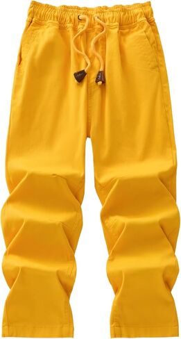 Boys' Solid Color Drawstring Elastic Waist Chino Pants in Saudi Arabia