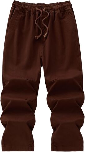 Boys' Solid Color Drawstring Elastic Waist Chino Pants in Saudi Arabia