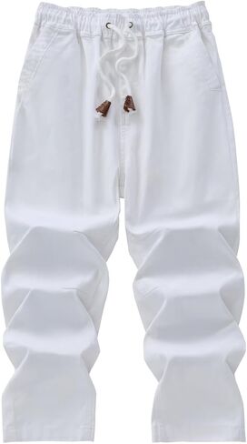 Boys' Solid Color Drawstring Elastic Waist Chino Pants in Saudi Arabia